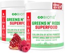 GOBIOTIX Super Greens and Reds Powder - Red and Green Superfood - Probiotic Supplement - Digestive Enzymes and Beet Root Powder - Organic Whole Foods Dietary Supplement (Pom Raspberry, 2 Pack)