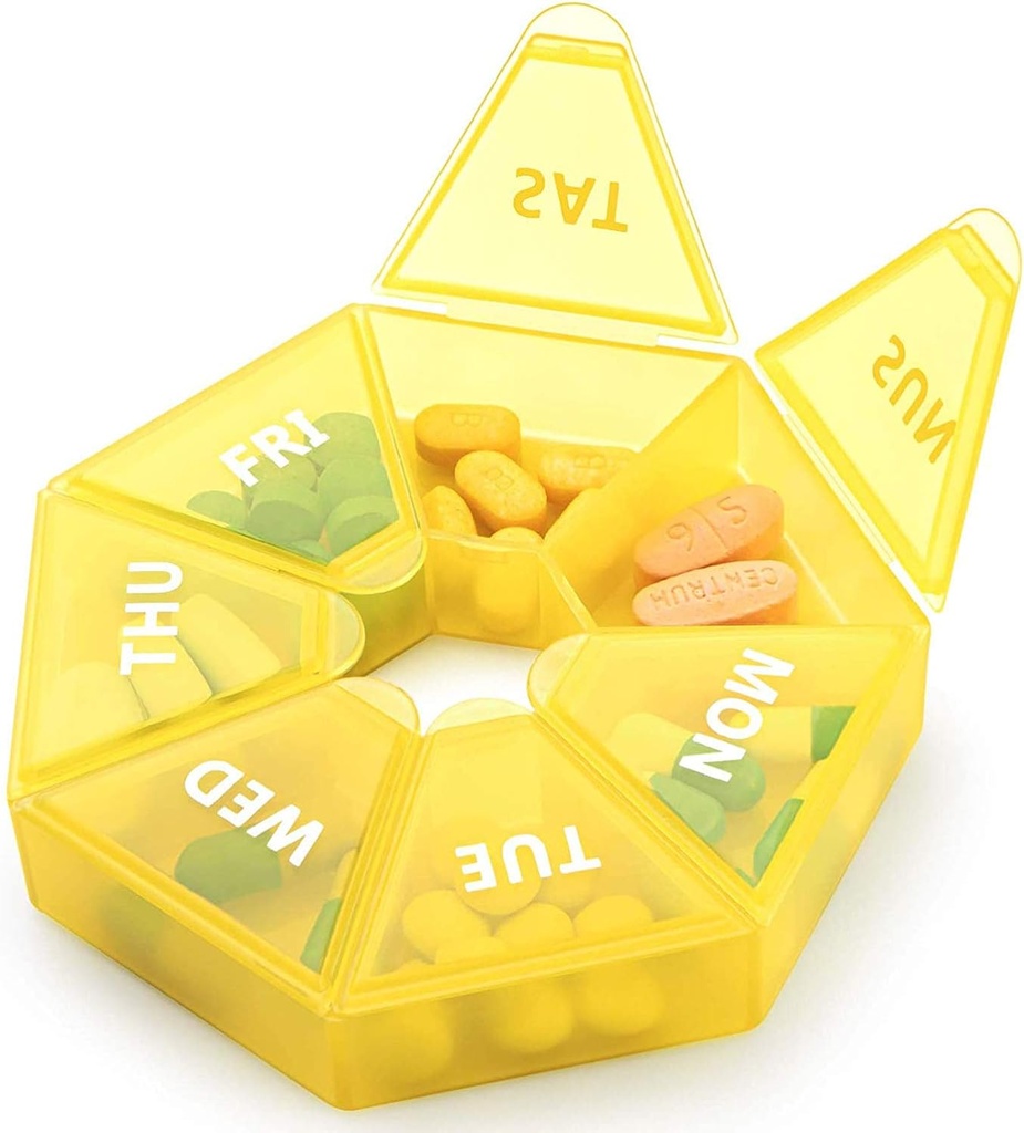 Ugentlig Pill Organizer Stor 7 dages Pill Box Organizer Daglig medicin sag for Vitamin Fish Oil Pills Kosttilskud Gigt Venlig