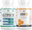 Bedste Over- The- Counter Prostata Support - Prostata sundhed supplement til mænd (60 kapsler) + ADK 10 Vitamin supplement + Olivenolie til bedre absorption (90 vegetariske kapsler)