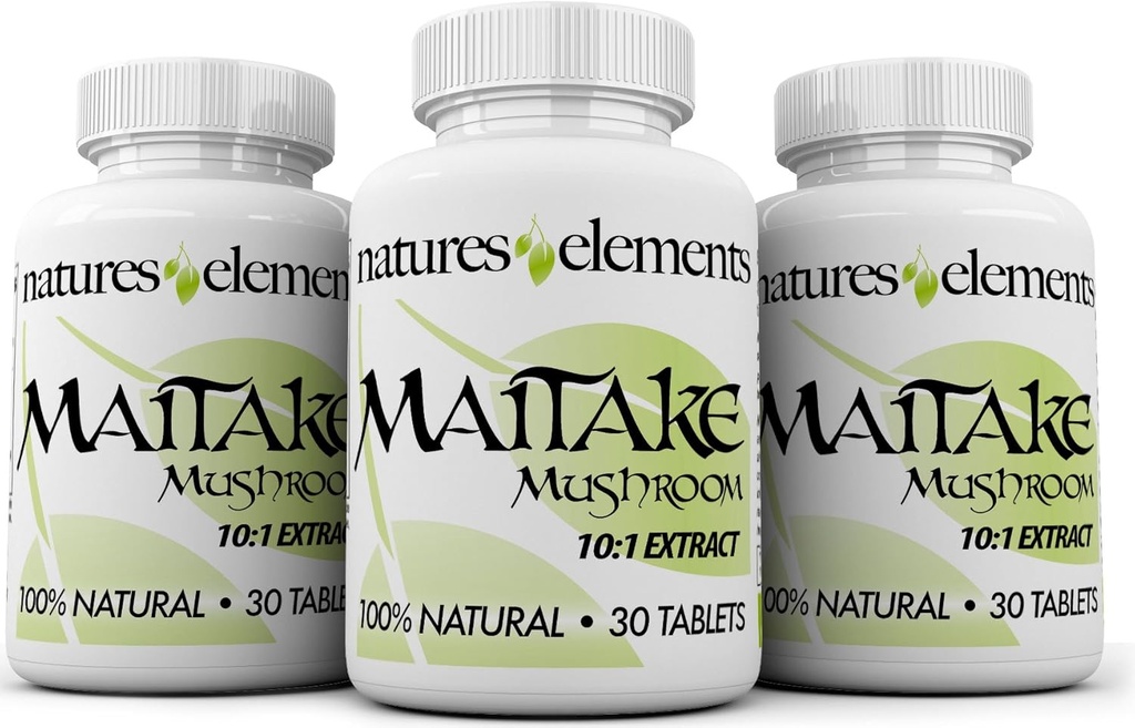 Maitake Mushroom - pakke af 3 - 10: 1 Uddrag - 500mg tabletter - Standardiseret 30% polysaccharider - 1 måned Tilgang Hver - 100% Natural, Vegetar Safe