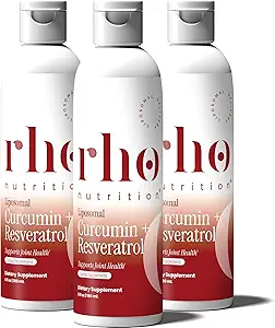 Rho Nutrition Liposomal Curcumin + Resveratrol (3 Pack) - Ultra High Absorption Liquid Curcumin Supplement - fremmer fælles komfort, mobilitet, cellulær sundhed og generelt velvære