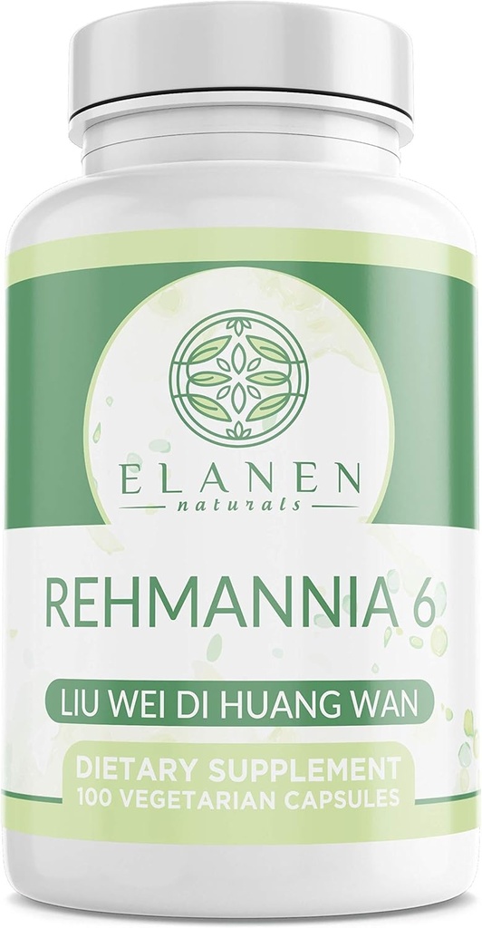 Elanen Naturals Liu Wei Di Huang Wan, Rehmannia 6, Six Flavor Rehmannia, 100 Vegetabilske kapsler