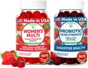 Lunakai USA Made Womens Multivitamin & Probiotic Gummies Bundle - 16 Multi Vitamin & Probiotic til fordøjelsesstøtte - 60ct hver