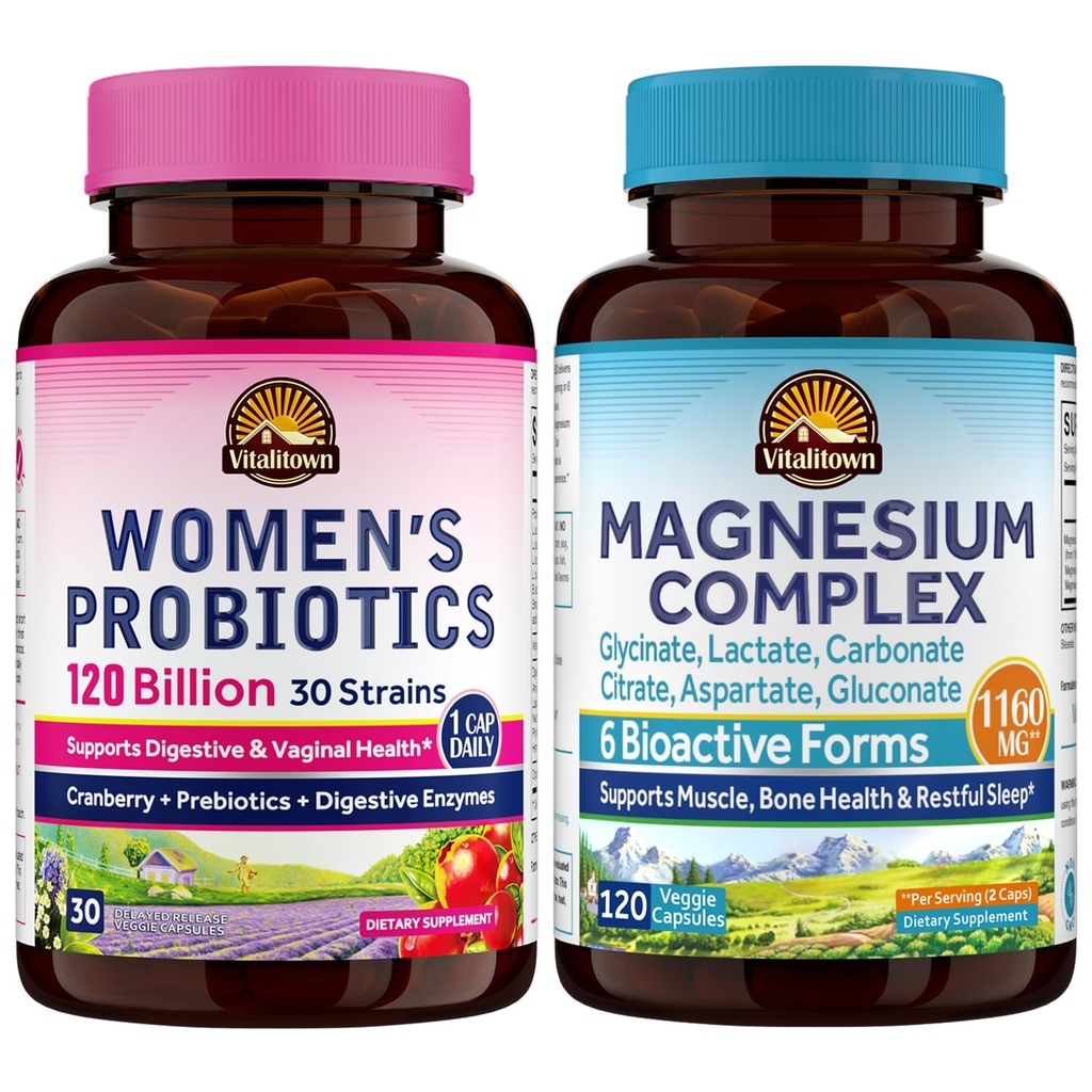 Vitalitown Probiotic + Magnesium Bundle (pakke med 2)