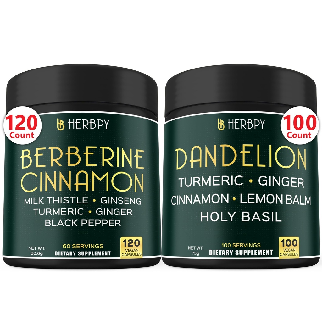 Bundle 7in1 Berberine HCl & 6in1 Mælkebøtte supplement - Support Immun, fordøjelse og hjerte sundhed