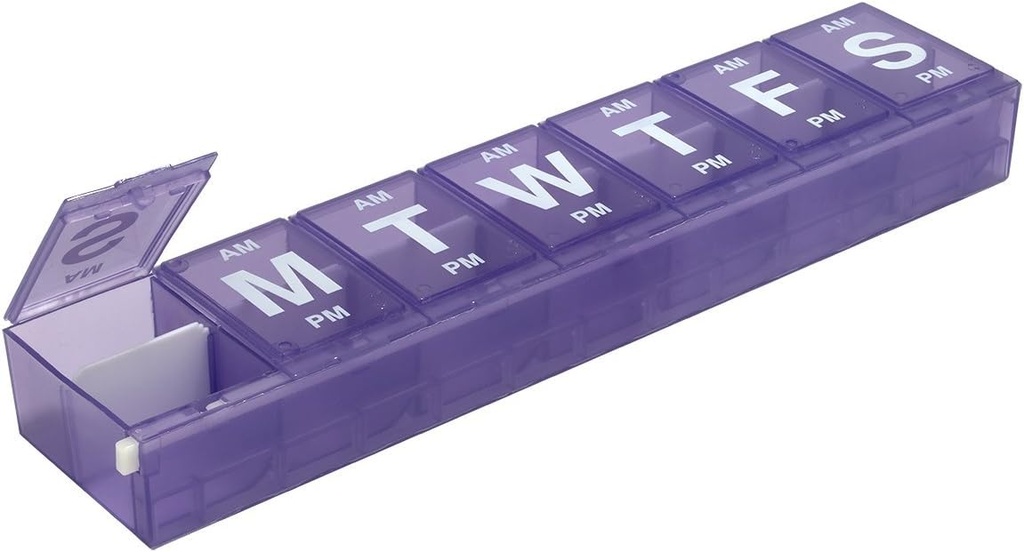 EZY DOSE Weekly (7-dag) AM / PM Pill Planner, Medicine Case, Vitamin Organizer Box, 3X- Store låseafdelinger til sikker receptpligtig medicin, forhindre utilsigtet spild, farve kan Vary, BPA gratis