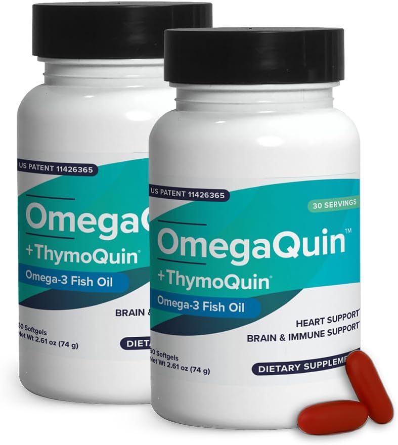 OmegaQuin Black Seed Oil + Vivo Mega Fish Oil against 124; Synergistisk Omega-3 & Thymoquinon Supplement