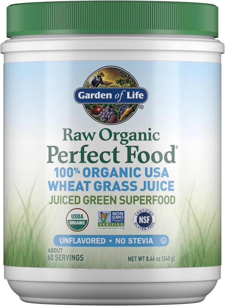 Have of Life Raw Organic Perfect Food 100% Organic USA Hvedegræs Juice - Juiced Green Superfood Green Powder, 60 Servering - Stevia- Gratis, Non- GMO, Vegan, Gluten Free Whole Food Kosttilskud