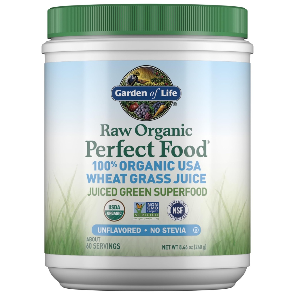 Have of Life Raw Organic Perfect Food 100% Organic USA Hvedegræs Juice - Juiced Green Superfood Green Powder, 60 Servering - Stevia- Gratis, Non- GMO, Vegan, Gluten Free Whole Food Kosttilskud