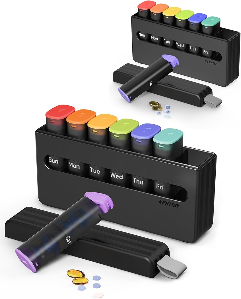 Ugentlig Pill Organizer 2 gange om dagen - Am Pm Pill Box 7 Dag, Stor to gange medicin Pill sag for daglig medicin, Vitaminer, fiskeolier, Kosttilskud Portable Week Pill Holder Container.