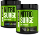 Jacked Factory NITROSURGE Pre Workout Supplement for energi, Instant Strength Gains, Clear Focus, & Intense Pumper (Blå Hindbær, 30 Servere & Arctic White, 30 Servere)