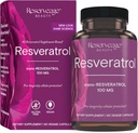 Reserveage Skønhed, Resveratrol 100 mg, Antioxidant supplement til hjerte og cellulær sundhed, understøtter sund aldring og immunsystem, Paleo, Keto, 60 kapsler (60 Servere)