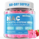 Nextdia NAC Gummies for Kids & Voksnes, Chewable N- Acetyl Cysteine Supplement 600mg 1000mg w / vitamin C, Zink, Elderberry for Antioxidants & immunforsvar, Lung & Liver Health, Sugar Free, 120 Ct