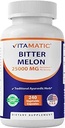 Vitamatic Bitter Melon - 25000 mg Ækvivalent Per Servering (fra 25: 1 Uddrag 1000 mg) - 240 Vegetariske Kapsler, og Koncentreret 25X Potency 100% Vegetarisk, All- Natural og Non- GMO