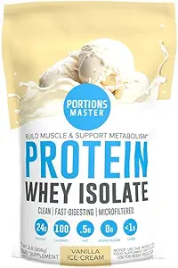 Portions Master CFM Whey isolere protein pulver, 2 LB, 23g lav Carb, lav fedt, Cold- Forarbejdede, hurtig Absorbing, Muscle Growth & Recovery Support (Vanilla Ice Cream)