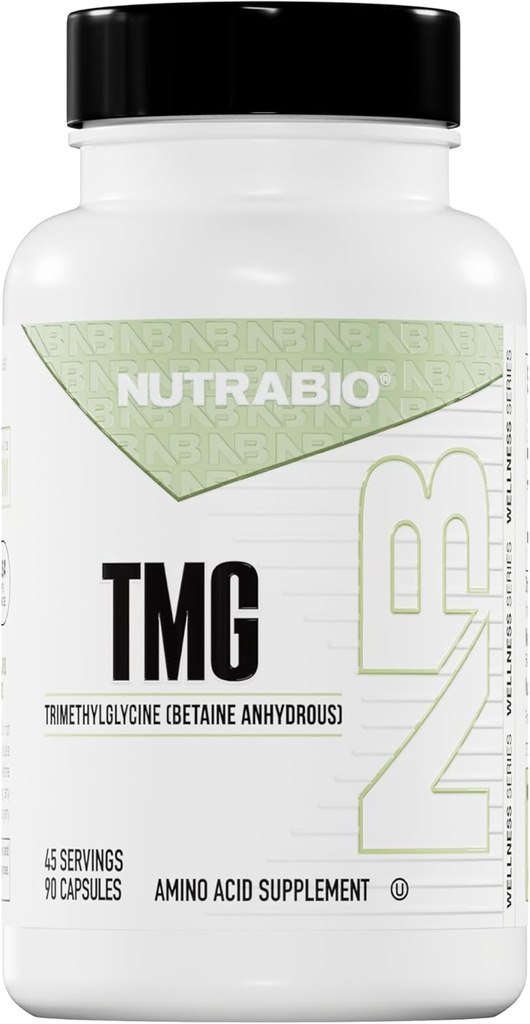 NutraBio TMG Kosttilskud (betain, trimethylglycin), Homocystein Kosttilskud, 500 mg - Pure Tmg Supplement, TMG Kapsler