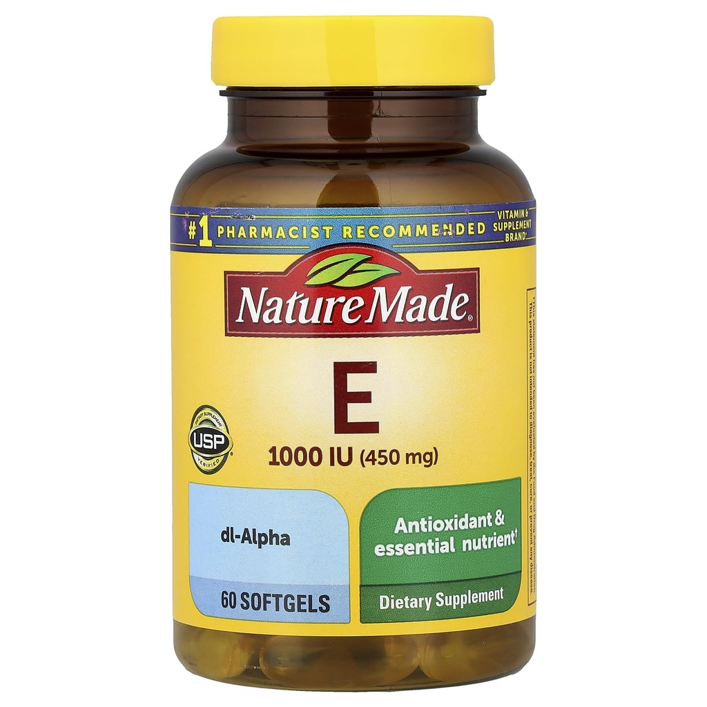 Nature Made Vitamin E 1000 IE (dl- Alpha) Softgels 60 Ct