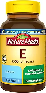 Nature Made Vitamin E 1000 IE (dl- Alpha) Softgels 60 Ct