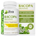 Jiva Botanicals Bacopa Monnieri Supplement Pure 1000mg per servering - High Potency Bacopa Monnieri (Brahmi) & Uddrag til normal hjerne, fokus, & hukommelse support - Ayurvedic urter - 60 kapsler