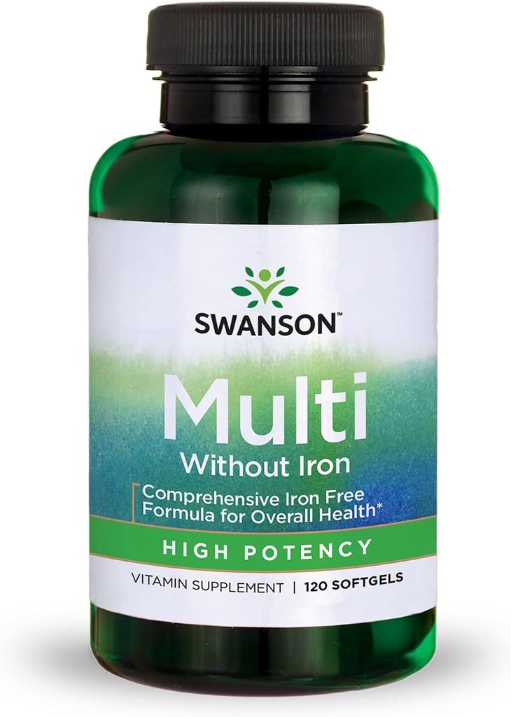 Swanson Multi uden jern Multivitamin Health Supplement Iron- Free Formel 120 Softgels Sgels