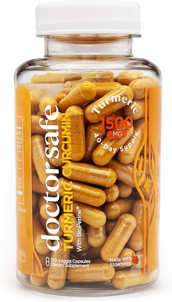 Gurkemeje med sort peber ekstrakt 1500mg - Høj Absorption Ultra Potent Gurkemeje tillæg med 95% Curcuminoider og BioPerine - Ikke GMO Curcumin kapsler til fælles støtte - 120 Kapsler