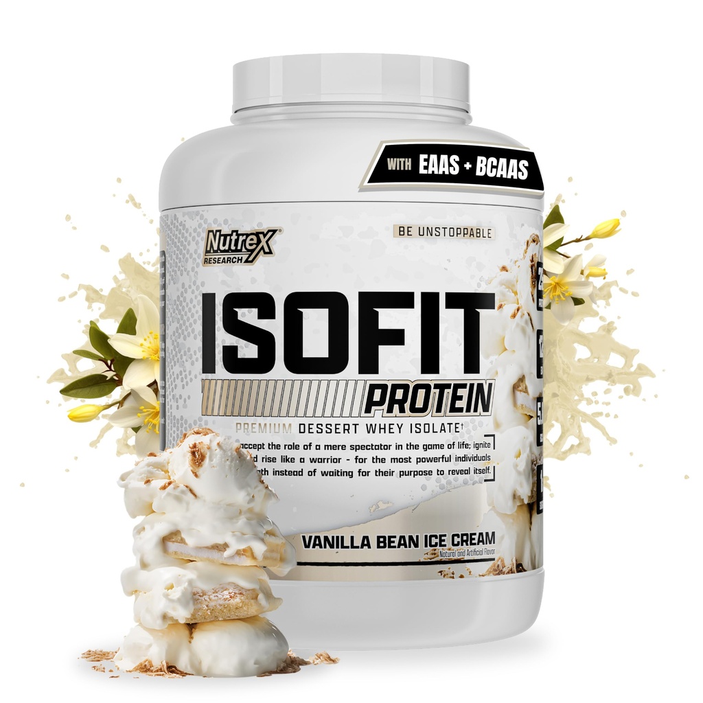 Nutrex Forskning IsoFit Whey Protein Powder Instantized 100% Whey Protein Isolate (70 Servere, Vanilla Bean Ice Cream)