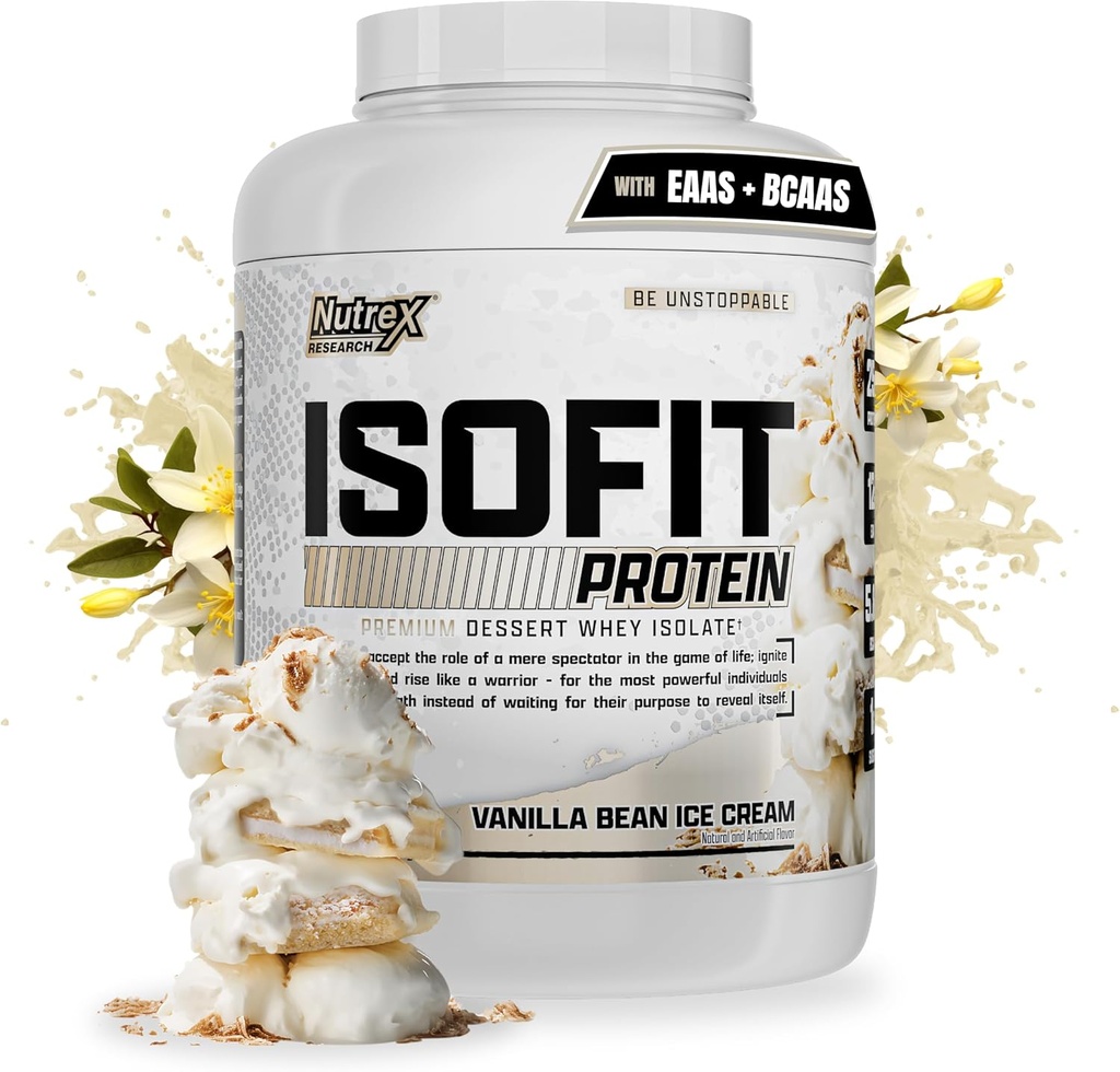 Nutrex Forskning IsoFit Whey Protein Powder Instantized 100% Whey Protein Isolate (70 Servere, Vanilla Bean Ice Cream)