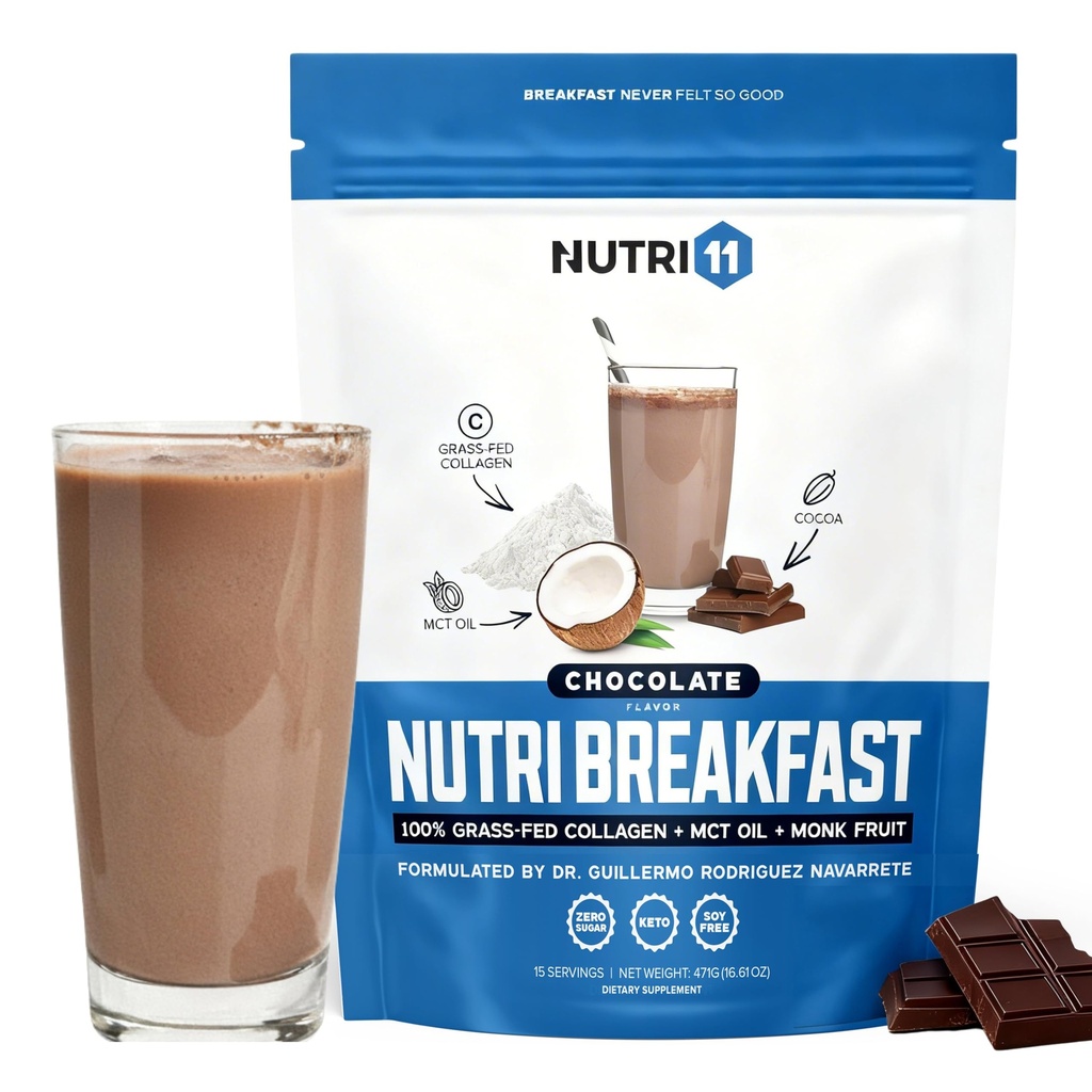 Nutrillermo / Keto Protein Collagen Powder with MCT Oil / MCT Oil Powder / Keto Collagen Peptider with Grass- Fed Bovine Collagen Type I & III (15, 9, Chokolade)