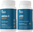 Dr. Tobias Omega 3 Fish Oil & Lung Health Kosttilskud til hjerte, hjerne og immunforsvar, Lung Cleanse & Detox Formel for bronkial & respiratorisk system, 60 kapsler