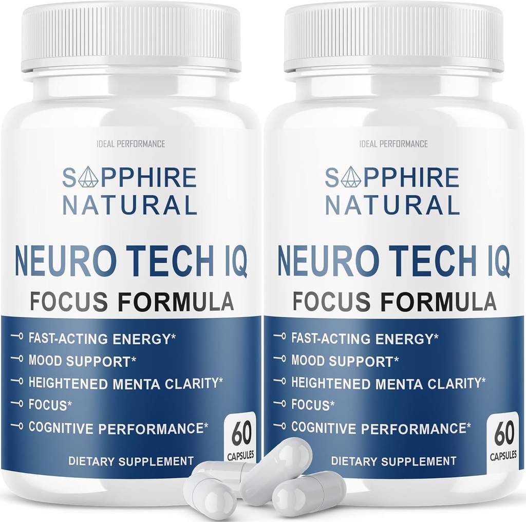 (2 Pack) Neuro Tech IQ Brain Supplement Neurotech Iq Focus Formel piller (120 kapsler)