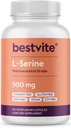 BESTVITE L- Serine 500mg (120 vegetariske kapsler) - Ingen stearater - Vegan - Ikke GMO - Gluten Free