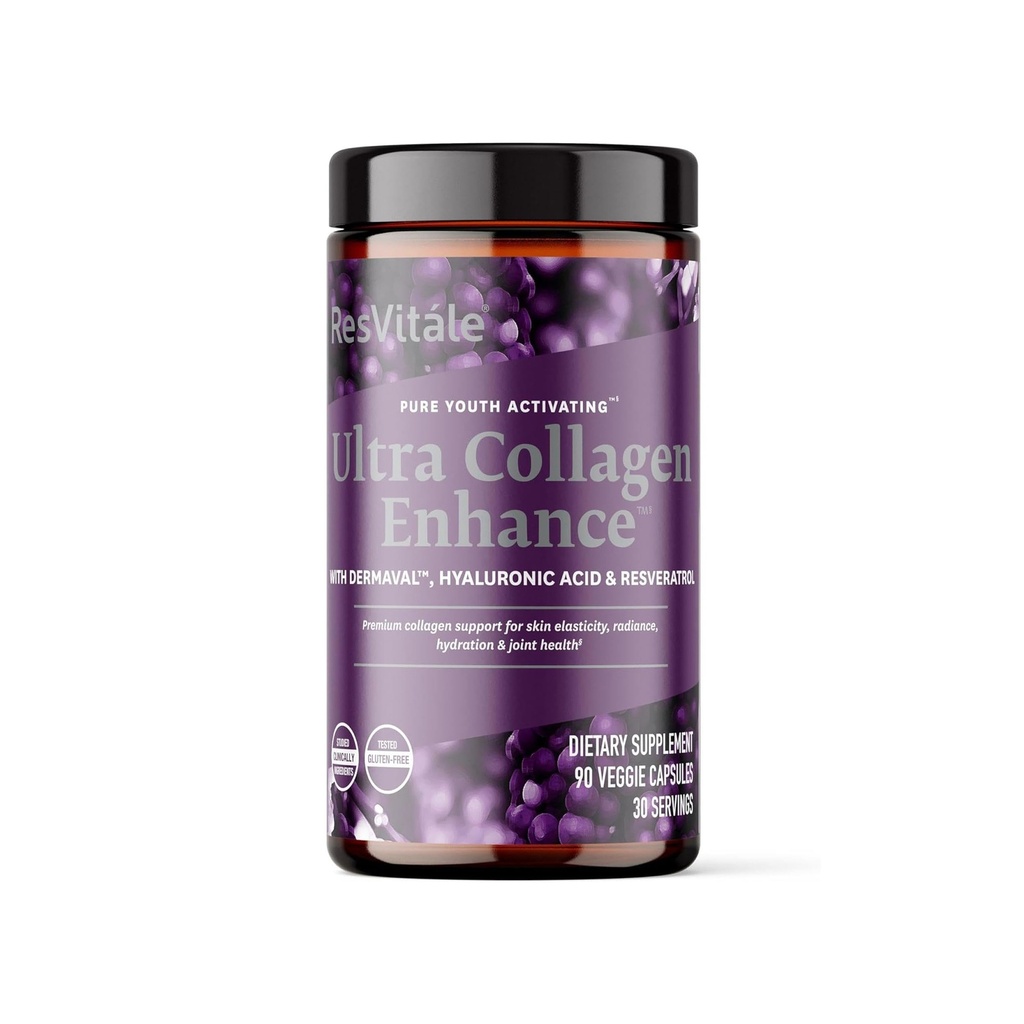 ResVitale Ultra Collagen Enhance - Hudpleje supplement med Resveratrol - 90 Veggie kapsler