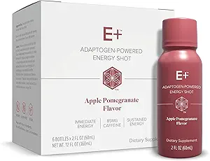 Isagenix E + - Liquid Energy Shot med Plant- baseret koffein & Adaptogen Botanisk Blend - Support Endurance with Flavored Energy Shot - Apple Pomegranate - 2 Oz flasker (6 Pack)