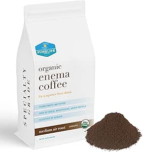 PureLife Enema Coffe- 1 Lb - Organic Gerson Specifikt - Ground - Mold & Svamp Free - Air Ristet Medium / Shipped Frisk - Amerikansk Ejet og opereret siden 2012