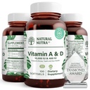 Naturlige Nutra Vitamin A og D, understøtter ben sundhed & forbedre øje sundhed, fremmer stærke tænder, Forbedrer Vitality, Sourced fra torsk leverolie, understøtter samlet sundhed, 10000IE / 400IE, 100 Softgels