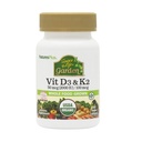 Natures Plus Kilde of Life Garden Vitamin D3 & K2- 60 Vegan Kapsler - Promoes Bone Support, Immunfunktion, Kardiovaskulær Sundhed & Mood Balance - Vegan, Gluten Free - 60 Servere