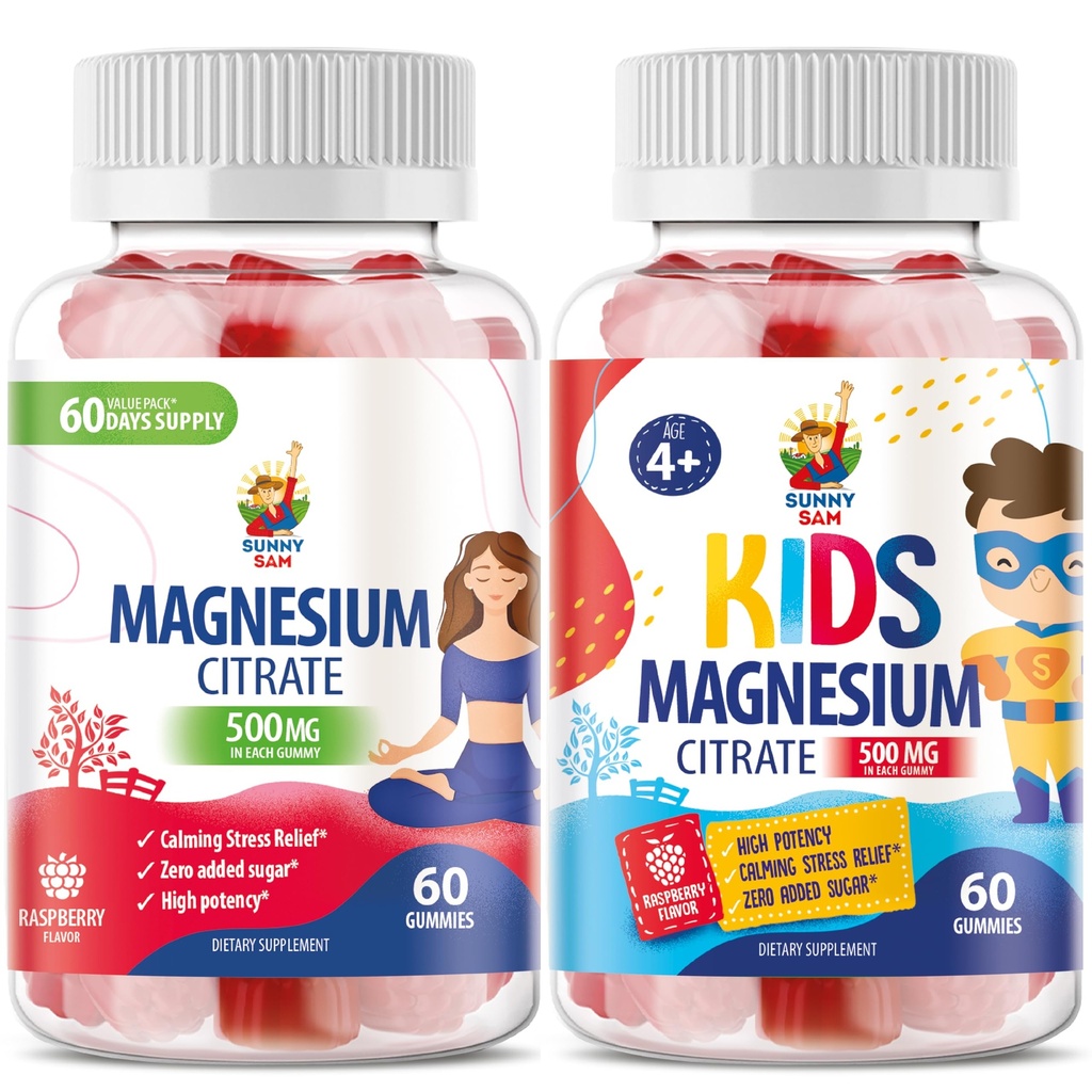 Magnesium Gummier for børn og voksne - 500mg - Rolig Magnesiumtyggere - Magnesium Citrate Chewable Supplement for Mood & Muscle Support