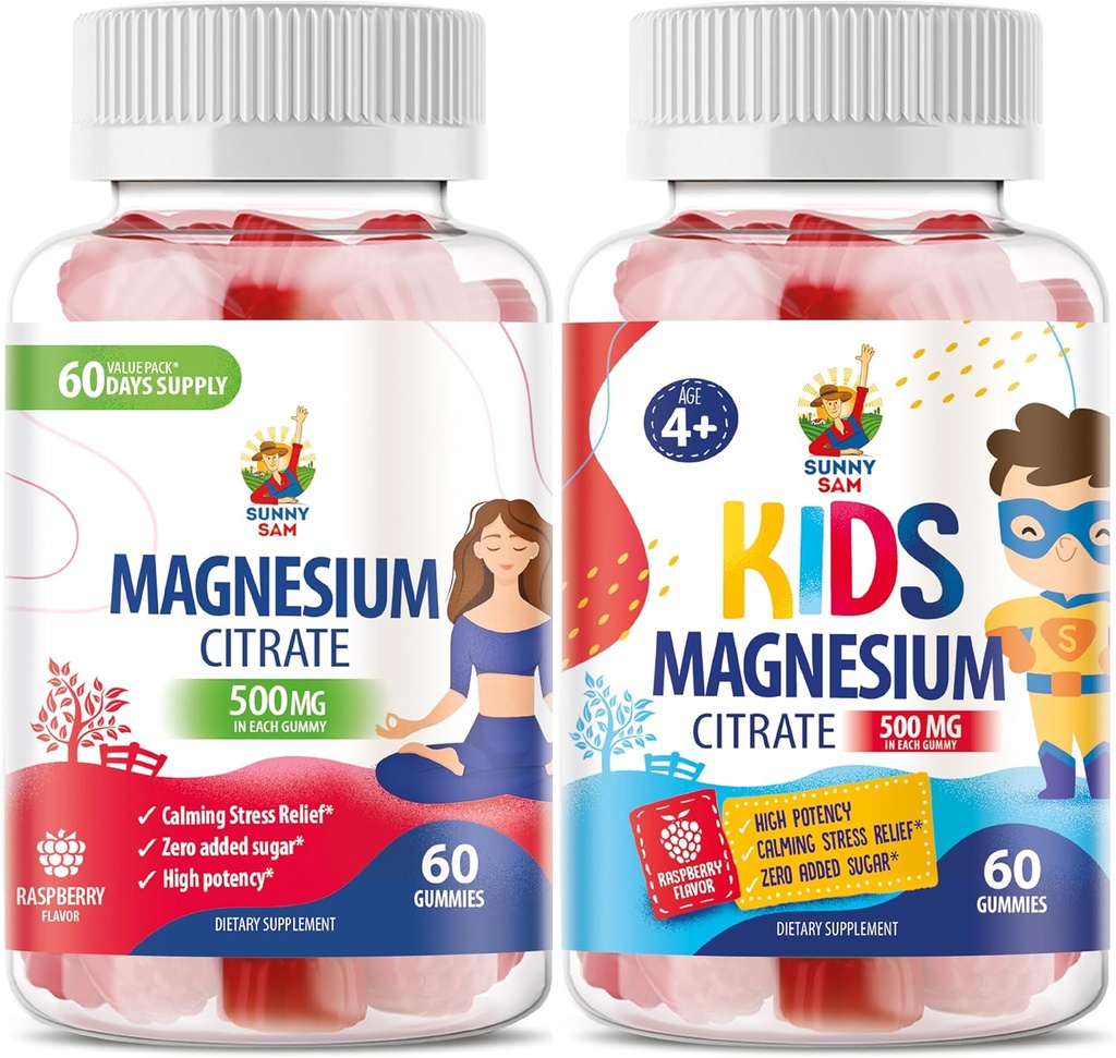 Magnesium Gummier for børn og voksne - 500mg - Rolig Magnesiumtyggere - Magnesium Citrate Chewable Supplement for Mood & Muscle Support