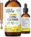 Wild & Organic Lung Cleanse Tinktur - Mullein Leaf Extract til Lunger - Urteafvænning kosttilskud - Vegan, Sukker & Alkohol- Gratis Mullein Drops - 2 fl oz