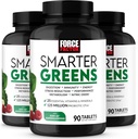 FORCE FACTOR Smartere grønne tabletter, 3- Pack, grønne tillæg med 25 + superfødevarer og antioxidanter til at forbedre fordøjelsen, reducere stress, styrke immunitet, og støtte Metabolisme, 270 tabletter