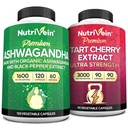 Nutrivein Premium Ashwagandha Kapsler & Tart Cherry Kapsler Bundle: High- Absorption Tart Cherry Extract og Ashwagandha Kosttilskud til inddrivelse, balance og Vitality