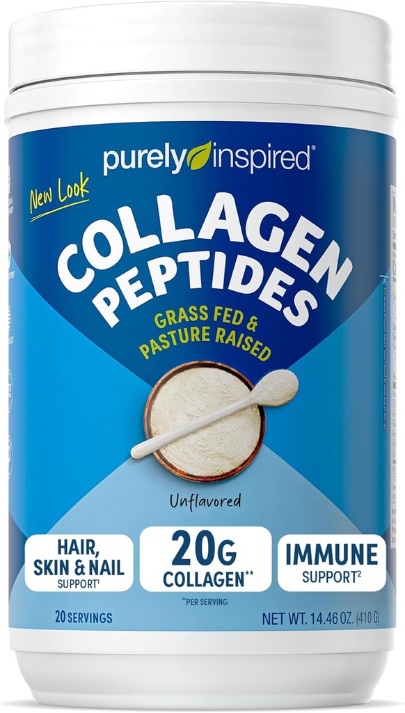 Rent Inspireret Collagen Powder, Unflavored (20 Servere) - 20g Collagen Peptider Protein Powder for kvinder & mænd - Grass- Fed & Pasture Raised - Gluten- Free, Paleo & Keto- Friendly Collagen Drink