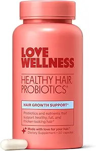 Love Wellness Sund Hår Probiotika • 124; Support Hår Vækst med Biotin og vitamin B12 & B6 • 124; Supplement for sund skalp & Ticker, Fuller Looking Hår • 124; Sikker & effektiv • 124; 30 kapsler