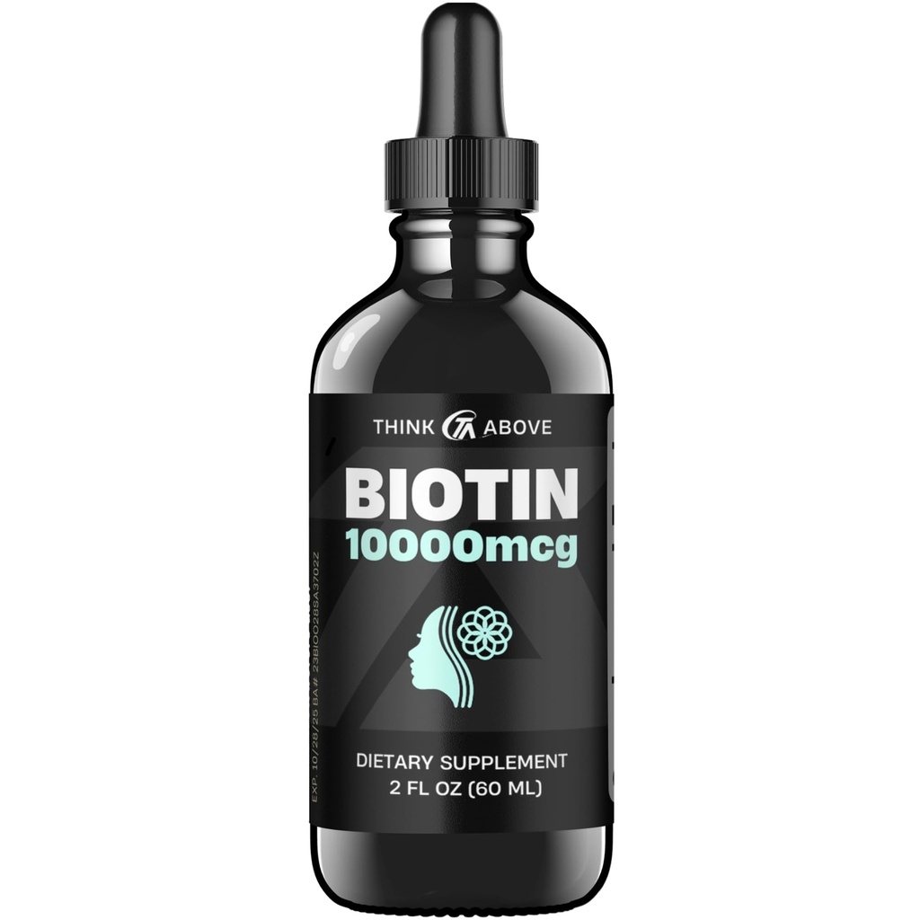 Flydende biotin 10.000 mcg med C-vitamin - høj potens hår, hud & nail support - hurtig absorption biotin dråber - 60 dages forsyning - 2 oz