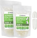 XPRS Nutra Vegan Størrelse 1 Separated Kapsler - 500 Grev Premium Tomme Kapsler Separeret i sække - Clear Pills 1 Tom for DIY Supplement Fyldning
