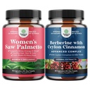 Bundle of Extra Strength Saw Palmetto for Kvinder og Balancing Berberine Plus 1200mg Complex - DHT Blocker Thickening Hår Vitaminer for Hårtab - Antioxidant Berberine med Ceylon kanel kapsler