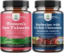 Bundle of Extra Strength Saw Palmetto for Kvinder og Balancing Berberine Plus 1200mg Complex - DHT Blocker Thickening Hår Vitaminer for Hårtab - Antioxidant Berberine med Ceylon kanel kapsler