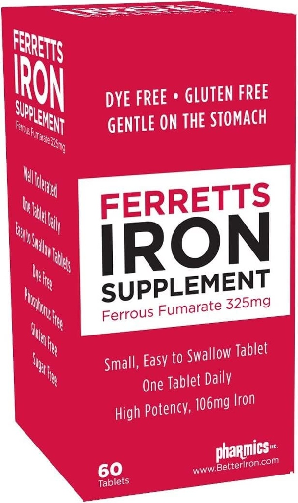 Iron Tablets 325mg Ferrous Fumarate 4 Pack (240 Total)