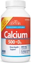 21. Century Calcium 500 mg Plus D3 Tablets, 400 Count