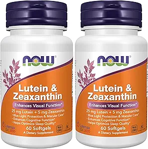 Now Supplements, Lutein & Zeaxanthin med 25 mg Lutein og 5 mg Zeaxanthin, 60 Softgels (pakke med 2)
